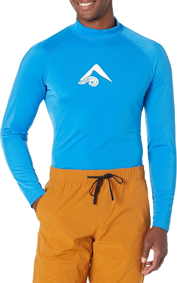 Kanu Surf Mens Platinum Long Sleeve Rash Guard Quick-Dry Nylon/Spandex UPF 50+ Swim Shirt for Men with Chest Logo