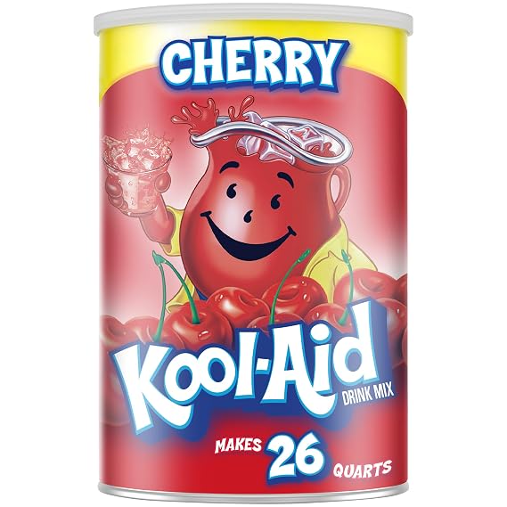 Kool-Aid Drink Mix, 1 Canister, for Flavorful Hydration and Shareable Refreshment, Cherry Artificially Flavored, Good Source of Vitamin C, Caffeine Free, 63 oz