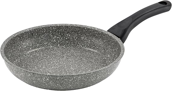 Barazzoni monolitica Aluminium Frying Pan Stone Look with Marmotech Coating and Base Aluminium / Steel Induction Base Diameter 20 cm Made in Italy Grey