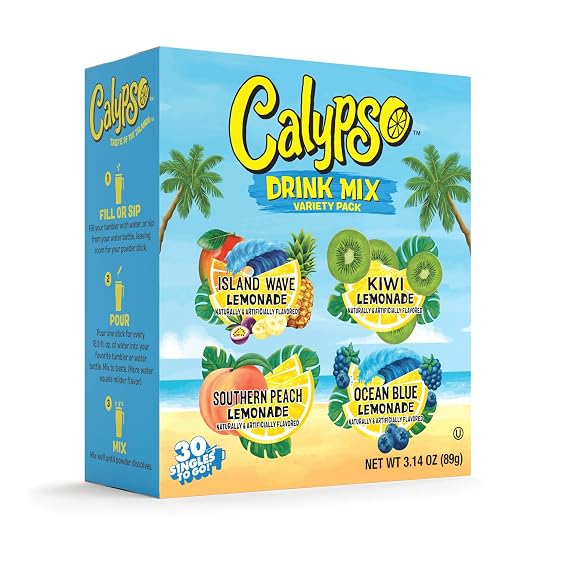 Singles To Go! Calypso Powdered Drink Mix, Lemonade Variety Pack, 30 Count