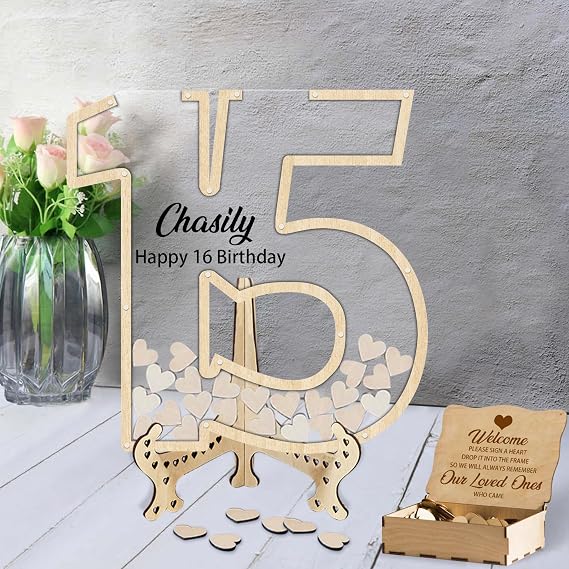 Personalized Quince Guest Book Alternative Custom Mis Quince Anos Guestbook Quinceanera Favors Sweet 16 Guest Book,Number Drop Box Guest Book for Anniversary Sweet 15th Birthday Baby Shower