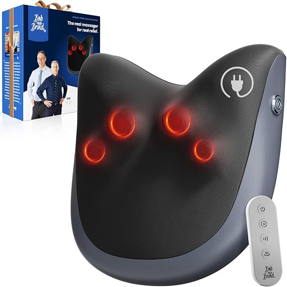 BOB AND BRAD Back Massager with Heat for Neck and Back, Deep Tissue Shiatsu | EZBack Prime Corded Cushion for Constant Power and Pain Relief, With 3 Intensities and Modes, Ideal Gifts for Women and Men