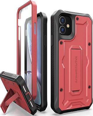 ArmadilloTek Vanguard Case Compatible with iPhone 11 6.1 inches Military Grade Full-Body Rugged with Kickstand and Built-in Screen Protector Red