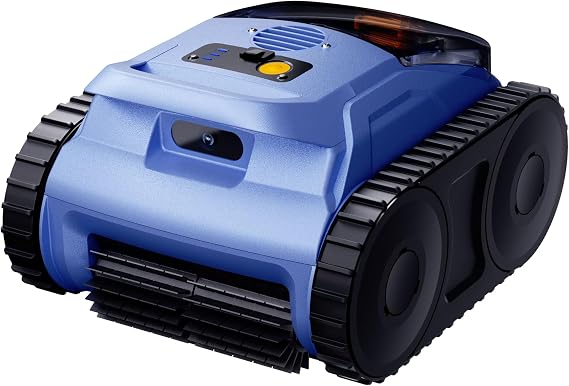 Cordless Robotic Pool Vacuum, Pool Cleaner with Track Drive & Sonar, 180W Brushless Motor, Wall & Waterline Climbing, 150-Min Inground & Above-Ground Pools up to 2150 Sq. Ft.