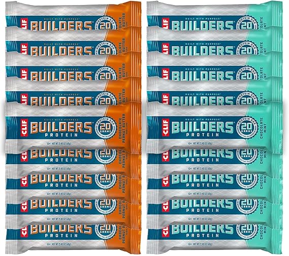 Clif Bar - Builder's Protein Bar Variety Pack, 20g of Protein (Chocolate Mint & Chocolate Peanut Butter) - 18 Count