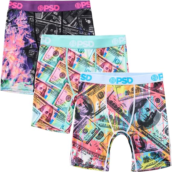PSD Youth Boys Underwear Money Graphic Print Boxer Briefs, Packs & Singles