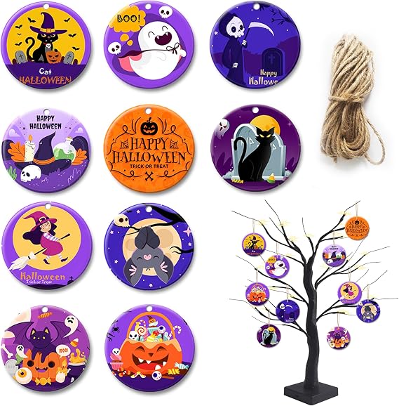 BIGSPINACH Halloween Acrylic Ornaments - Set of 10 Spooky Decorations for Halloween Party,Spooky and Stylish Decorations for Your Haunted Home
