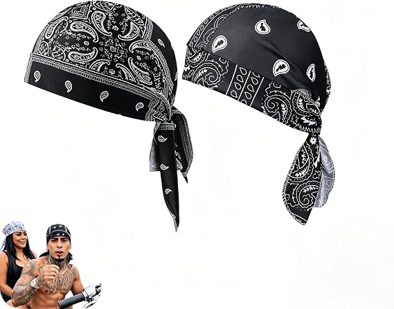 Paisley Cooling Headscarf Cap Set, Motorcycle Bandanas for Men, Elastic Fit Headwear for Athletes