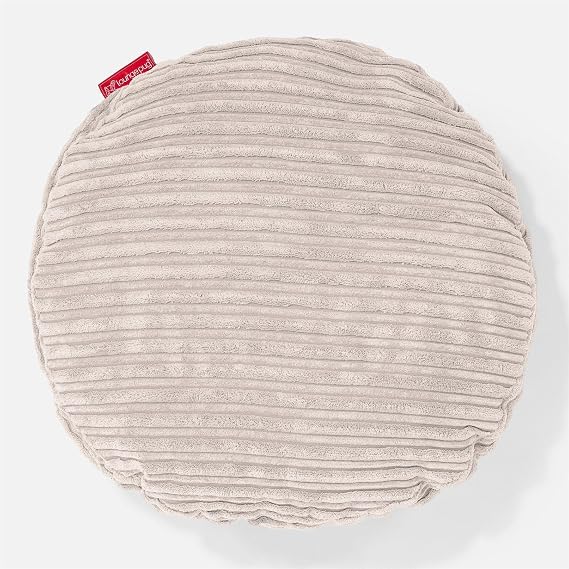 Lounge Pug Ivory Round Corduroy Cushion 50 cm - Decorative Throw Pillow Filled Scatter Cushion for Sofa Couch Bed