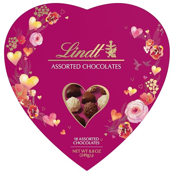 Lindt Valentine's Classic Heart Assorted Gourmet Chocolate Candy Truffles, 8.8 oz.