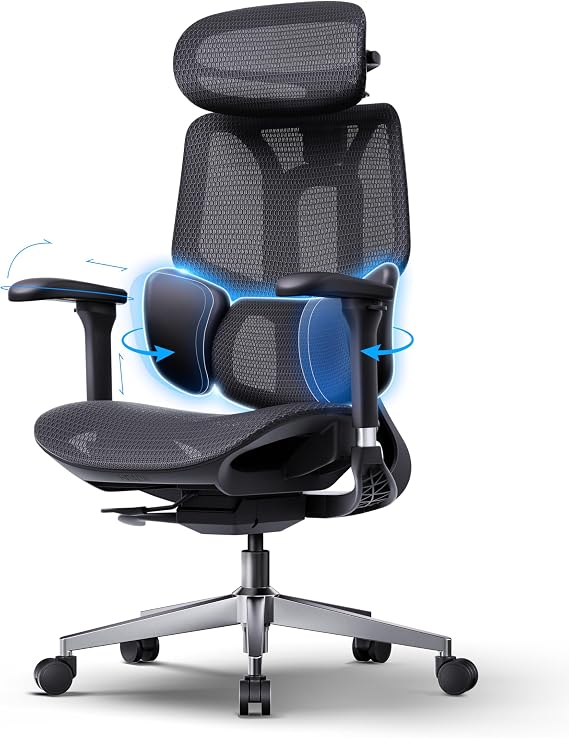 Hbada E3 Air 2026 Edition Ergonomic Office Chair 3-Zone Lumbar Support Comfy Home Office Chair with Automatic Weight Regulation 4D Headrest & Armrests 140° Tilt Mesh Chair