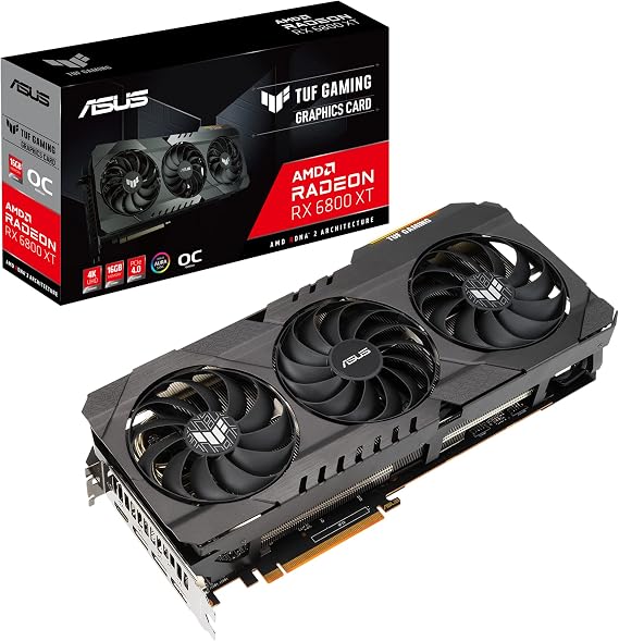 ASUS TUF Gaming AMD Radeon™ RX 6800 XT OC Edition Graphics Card (PCIe 4.0, 16GB GDDR6, HDMI 2.1, DisplayPort 1.4a, Dual Ball Fan Bearings, All-Aluminum Shroud, Reinforced Frame, GPU Tweak II)