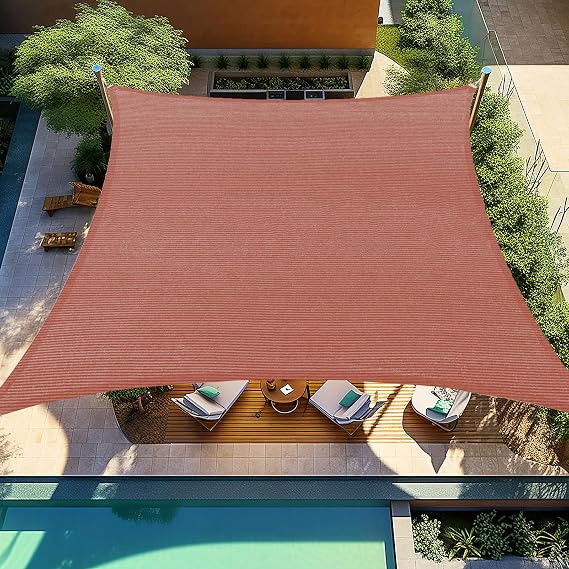 Shade&Beyond 10'X10' Sun Shade Sail Rust Red Rectangle
