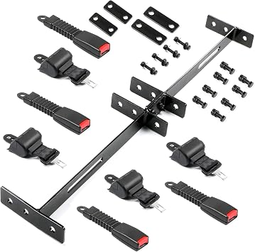 NOKINS Golf Cart 4 Sets of Retractable seat Belt Kit, with Brackets Stainless Steel Bolt, for EZGO Yamaha Club Car