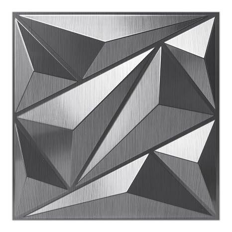 Art3dwallpanels 33 Pack 3D Wall Panel Diamond for Interior Wall Décor, PVC Flower Textured Wall Panels for Living Room Lobby Bedroom Hotel Office, Silver, 12''x12''