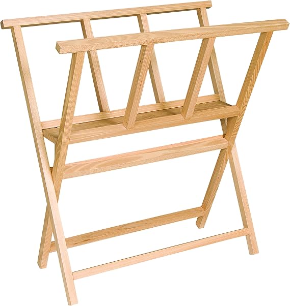 Creative Mark Folding Wood Large Print Rack - Perfect For Display of Canvas, Art, Prints, Panels, Posters, Art Gallery Shows, Storage Rack - [BeechWood Finish]