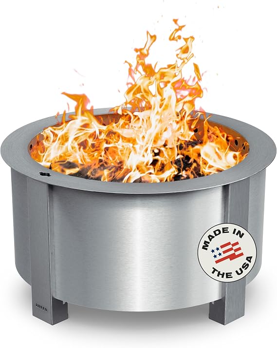 Breeo X Series 24 - Stainless Steel Smokeless Fire Pit for Outside - 27.5 in