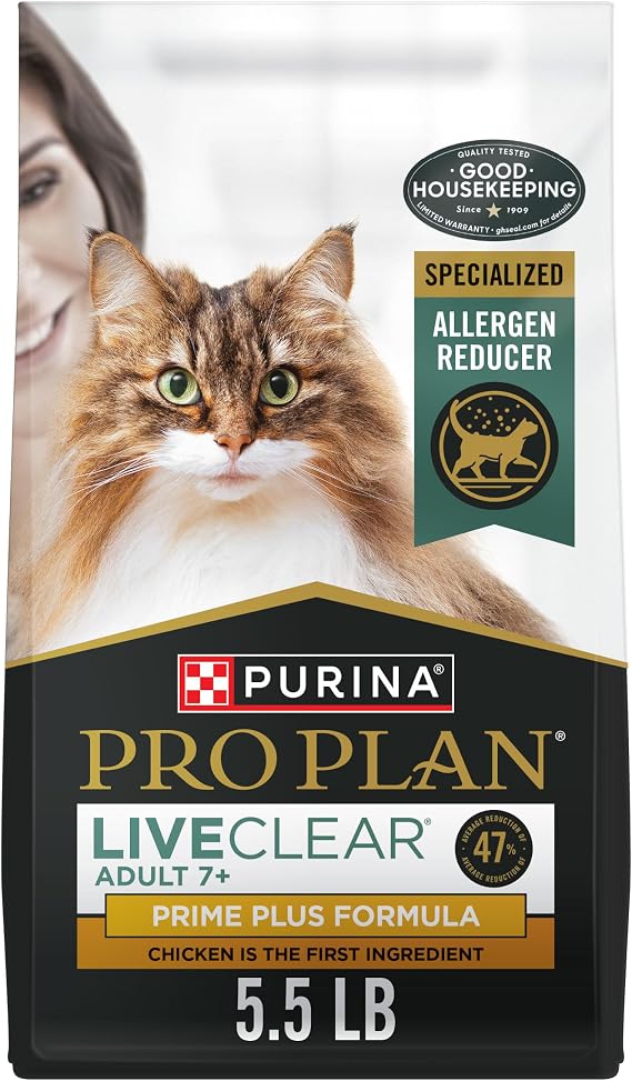 Purina Pro Plan LiveClear Senior Cat Food, Chicken & Rice, 5.5 lb Bag