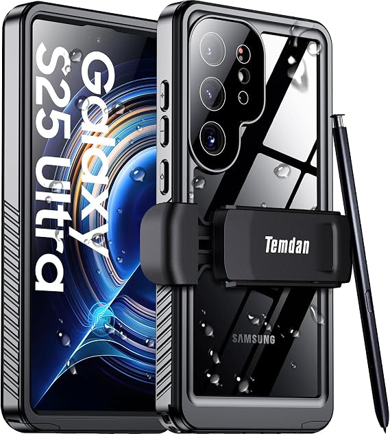 Compatible with Samsung Galaxy S25 Ultra Case Waterproof with Belt Clip Holster Holster, Built-in Lens & Screen Protector Military Grade Shockproof Dropproof Full Body Phone Case