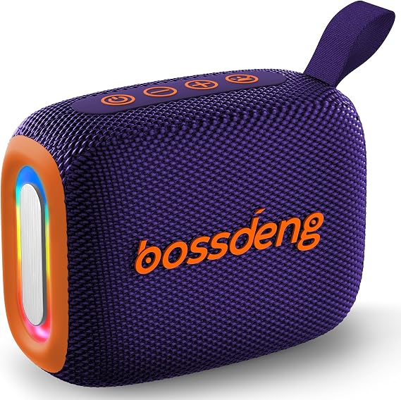Waterproof Portable Bluetooth Speaker, Lights & Lanyard, Purple