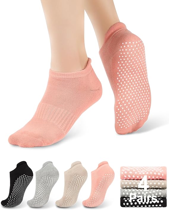 Pilates Grip Socks, Yoga Socks with Grip for Women Men, Non slip skid Socks for Barre Workout Hospital