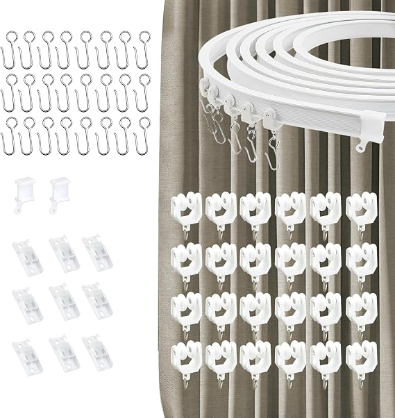 Urbanred Room Divider Curtains with Flexible Track, 95% Blackout Heavy Polyester Ceiling Curtains, Noise-Reducing Privacy Room Divider, Easy Installation for Windows, Ceiling Curtain Track, 3M Bundle
