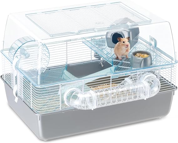Ferplast DUNA FUN Interactive Multi-Level Hamster Cage - Includes Play Accessories, Tunnel System, and Exercise Wheel, 55x47x37.5 cm