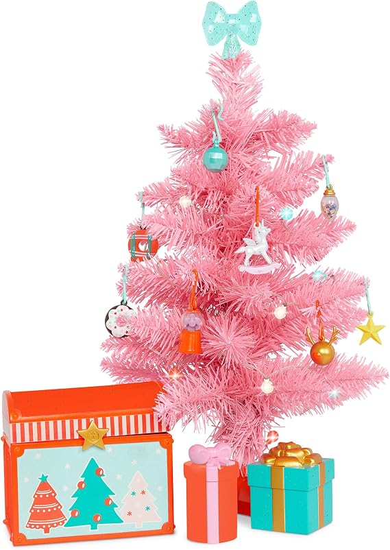 Glitter Girls Holiday Tree Playset, Working String Lights, Doll Accessory
