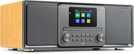 Audizio Palmi - DAB Radio with CD Player - 60 Watt Stereo System with Bluetooth 5.0 USB & Equalizer Alarm Clock & Sleep Timer DAB Radio with Remote Control & 2.4 Inch Colour Display Dimmable