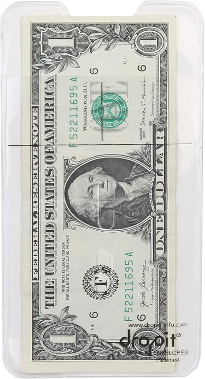 UBICON Reusable Vinyl Safe Deposit Envelope, Clear, Size 100