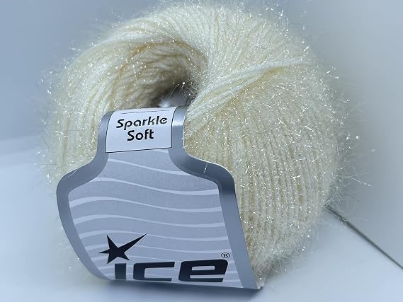 Sparkle Soft Cream - Ice Yarns Metallic Lurex Nylon Eyelash Yarn 50gr 153yds