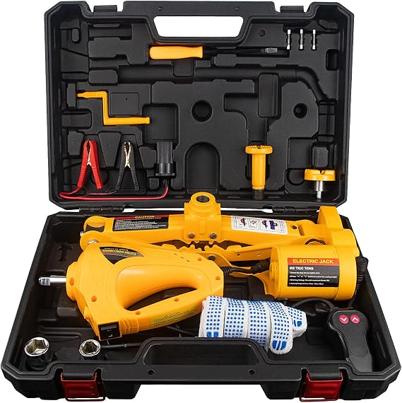 E-HEELP Electric Scissor Car Jack Kit 3 Ton 12V with Impact Wrench, 6600 lb