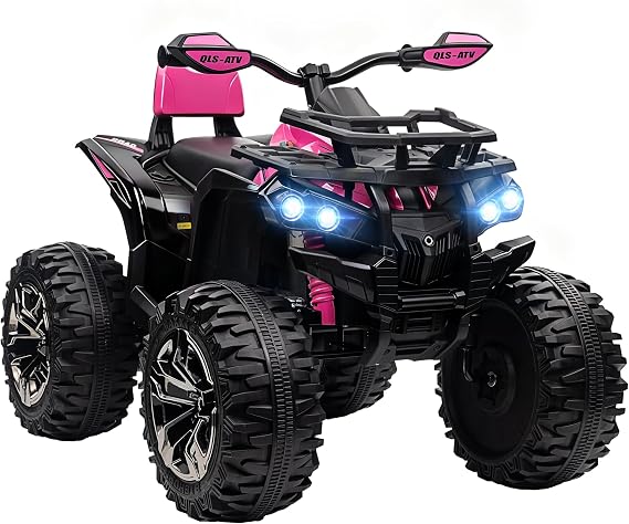Aosom 12V Ride on ATV with Four-Wheel Suspension, 5 MPH Max, Pink