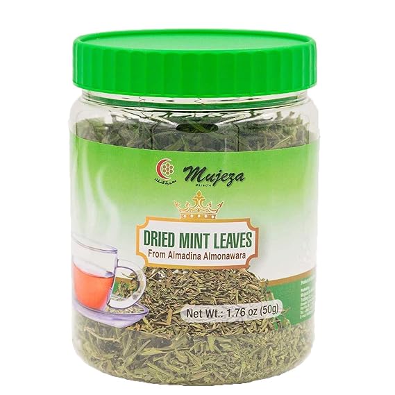 Dried Mint Leaves - Organic Dried Mint for Cooking -%100 Natural and Fresh - From Al Madina - Miracle - Crushed Peppermint - Kosher and Halal - pack 01 - (50 g) 1.76oz