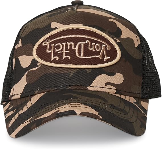 Von Dutch Multi Trucker Cap, Cotton/Poly Trucker Caps for Men and Women, Mens Baseball Cap with Adjustable Snapback Closure, Brown Edge Camo, One Size (55.5 to 60 cm)