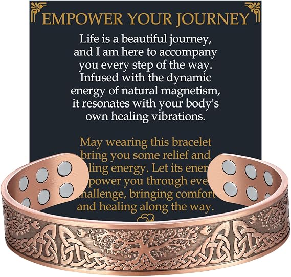 Jecanori Copper Bracelet for Men, 18X Strength 99.99% Pure Solid Mens Magnetic Copper Bracelets