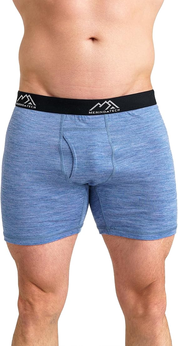Merino.tech Merino Wool Underwear Mens - 100% Merino Wool Base Layer Boxer Briefs for Men (Medium, 1 Pack - 190 Deep Blue)