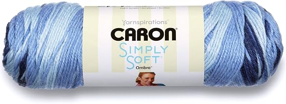 Caron Simply Soft Ombre Yarn (4) Medium Gauge 100% Acrylic - 5oz - Sat Blue Jeans - Machine Wash & Dry