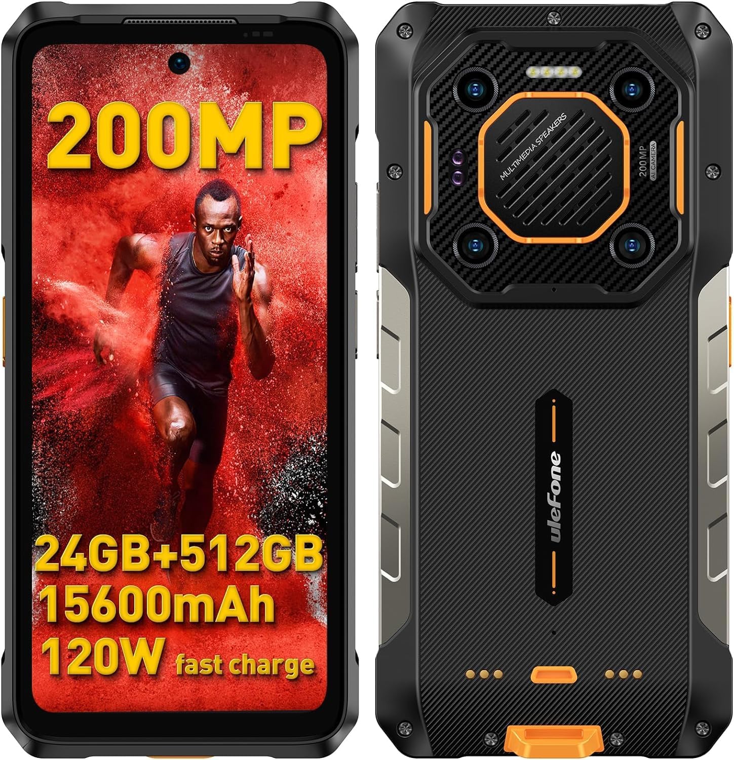 ulefone armor 26 ultra outdoor mobile phone 5g 2024 200mp  64mp camera 3.2xtelel lens 24gb  512gb android 13 smartphone with 120w quick charge 6.78 inch fhd