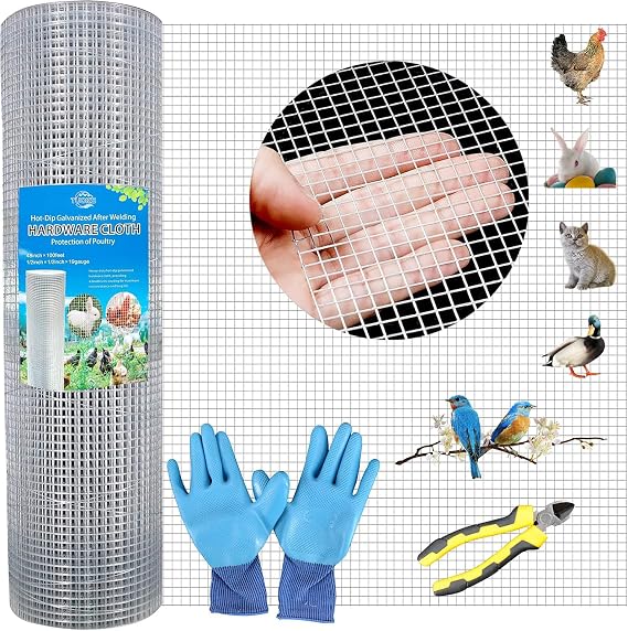 Hot-Dip Galvanized 1/2in Hardware Cloth 48x100ft 19G Chicken Wire Fencing