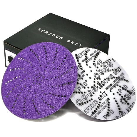Serious Grit - 6-Inch P40 Grit Ceramic Multi-Hole Sanding Discs - 25 Pack