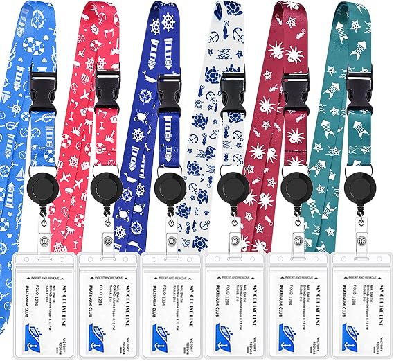 Retractable Cruise Lanyard,4 Pack Cruise Lanyard with Waterproof Id Badge Holder for All Cruises Ships Key Cards (Style 2)