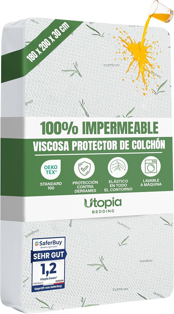 Mattress Protector Waterproof Viscose 180 x 200 x 30 cm Adjustable