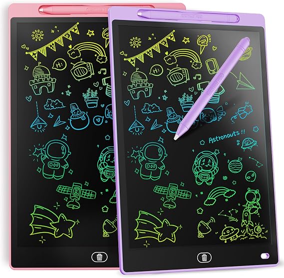 [2 Pack] Genialba 8.5 inch LCD Writing Tablet Colorful Screen Drawing Board Toddler Toys Learning Educational Toys Gifts for Birthday Christmas, for 2 3 4 5 6 7 Year Old Boys Girls, (Pink&Purple)
