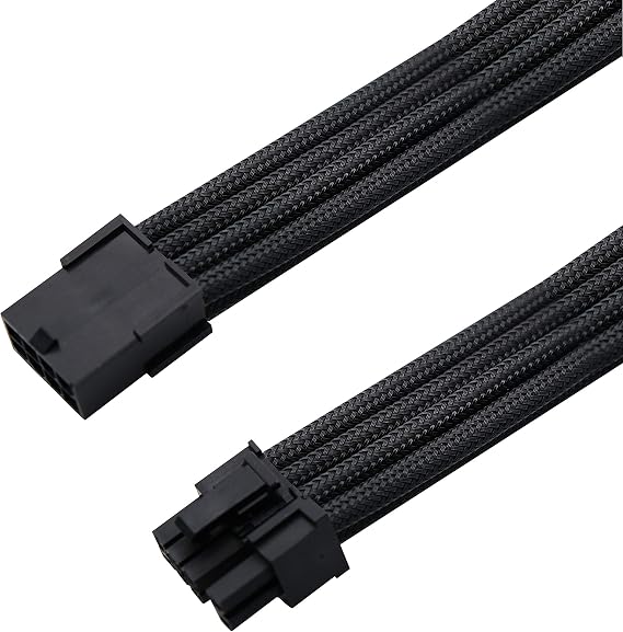 EZDIY-FAB Sleeved Cable PCIE 6+2 Pin - Cable Extension for Power Supply- Black