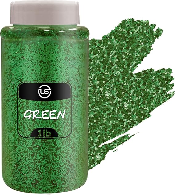 Green Glitter Bulk 1 LB/16OZ Fine Glitter for Crafts, Resin, Tumblers | Size: 1 LB Each (16 Ounce), Use: Resin, Crafts, Tumblers, Scrapbooking, Bottle: Shaker Bottle