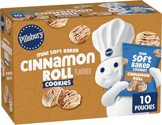 Pillsbury Mini Soft Baked Cookies - Cinnamon Roll - Snack Bags Pack of 10
