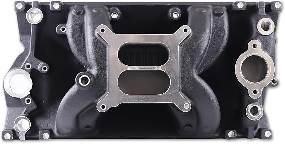 7516 52028 Air Gap Vortec Intake Manifold for SBC 350 V8 Black