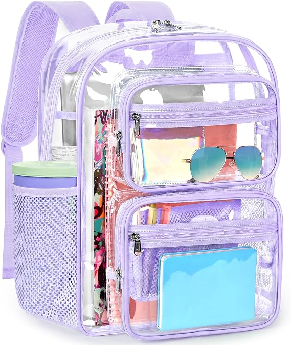 ZORFIN Heavy-Duty Clear Backpack for School and Work, Large Transparent Bag with Reinforced Straps