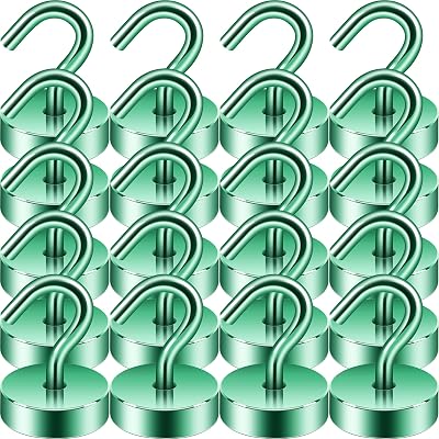 Neosmuk Magnetic Hooks, Cruise Ship Essentials, 40lb Heavy Duty Magnetic Hooks for Cruise Cabins, Refrigerator, Grill, Hanging, and Travel | Extra Strong Must-Haves Magnet Hook,Green,Pack of 20
